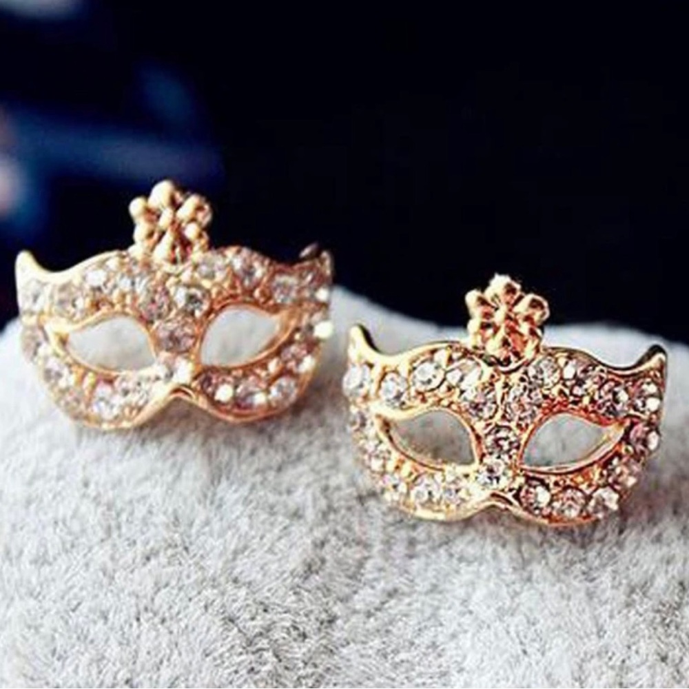 “Crystal Masquerade Mask” Eyes Wide Shut Masque Carnival Circus Mardi Gras Studs - Picture 2 of 8